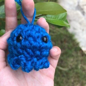Dark Blue Handmade Crochet Octopus Keychain